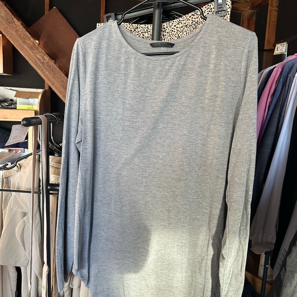 SHEIN Heather Gray Long Sleeve Crewneck Top